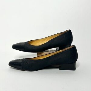 Vintage Fendi Black Kitten Heels With Logo on Toe